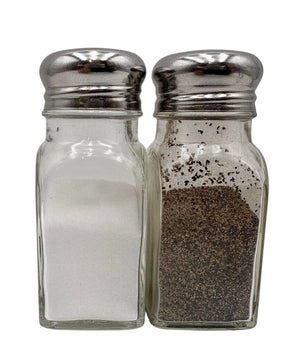 Stainless Lidded Salt & Pepper Glass Shaker Set (PAIR)
