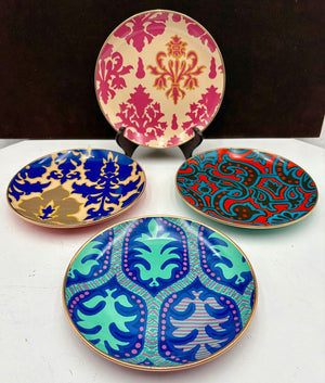 Tracy Reese Neiman Marcus Gold Rim Salad Dessert Plates 7.25” Set of 4