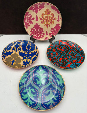 Tracy Reese Neiman Marcus Gold Rim Salad Dessert Plates 7.25” Set of 4