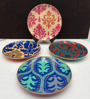 Tracy Reese Neiman Marcus Gold Rim Salad Dessert Plates 7.25” Set of 4