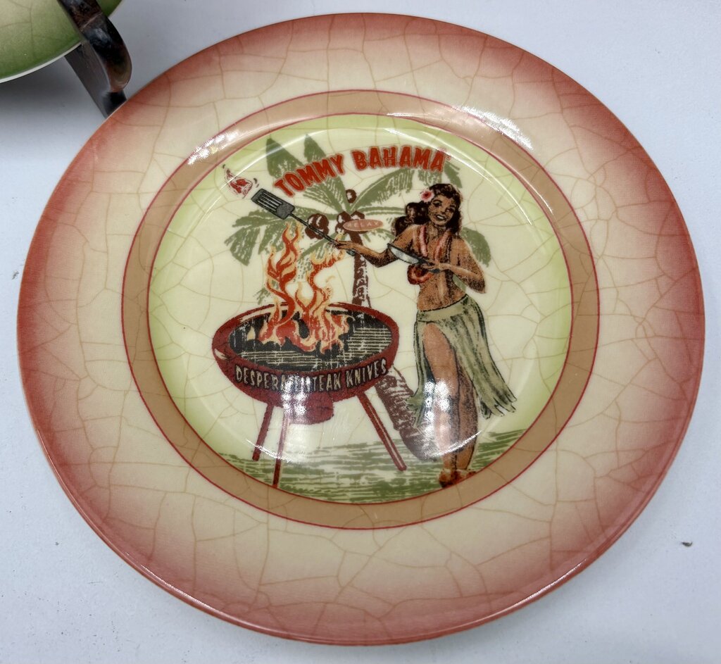 Tommy Bahama Porcelain Haiwiian Party Theme Plates 6.5" Set of 6