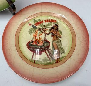 Tommy Bahama Porcelain Haiwiian Party Theme Plates 6.5" Set of 6