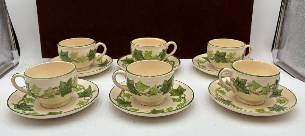 Vintage Franciscan USA California Ivy Cup & Saucer Set of 6 (12Pcs)