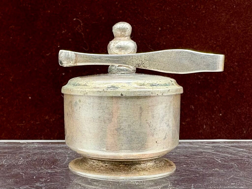 Early 20th C. Thomas Co. Ma.Sterling Silver Lidded Pill Snuff Box w/ Tongs (3Pcs)