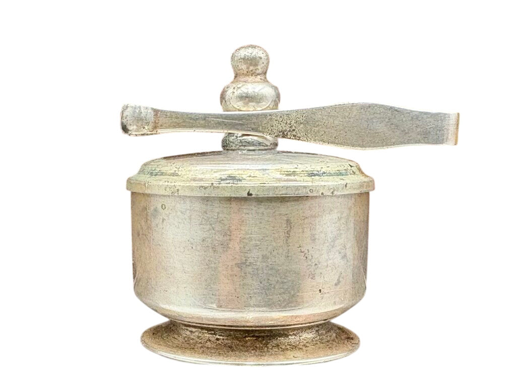 Early 20th C. Thomas Co. Ma.Sterling Silver Lidded Pill Snuff Box w/ Tongs (3Pcs) by Miss Daisy's Consignment & Auction House