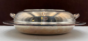 Webster Wilcox Silver Plate Monogramed Oval Lidded Serving Dish (2Pcs)