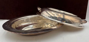 Webster Wilcox Silver Plate Monogramed Oval Lidded Serving Dish (2Pcs)