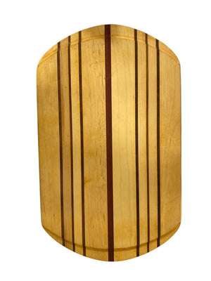 Handmade Walnut, Maple & Rosewood Striped Cutting Board w/ Juice Groove & Rounded Edges