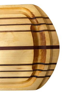 Handmade Walnut, Maple & Rosewood Striped Cutting Board w/ Juice Groove & Rounded Edges