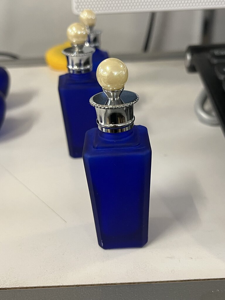 Cobalt Pearl Top Perfume Bottle 3 Inch