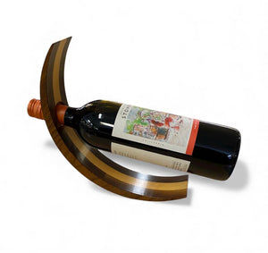 Handmade Balancing Wooden Wine Holder w/ Stripe