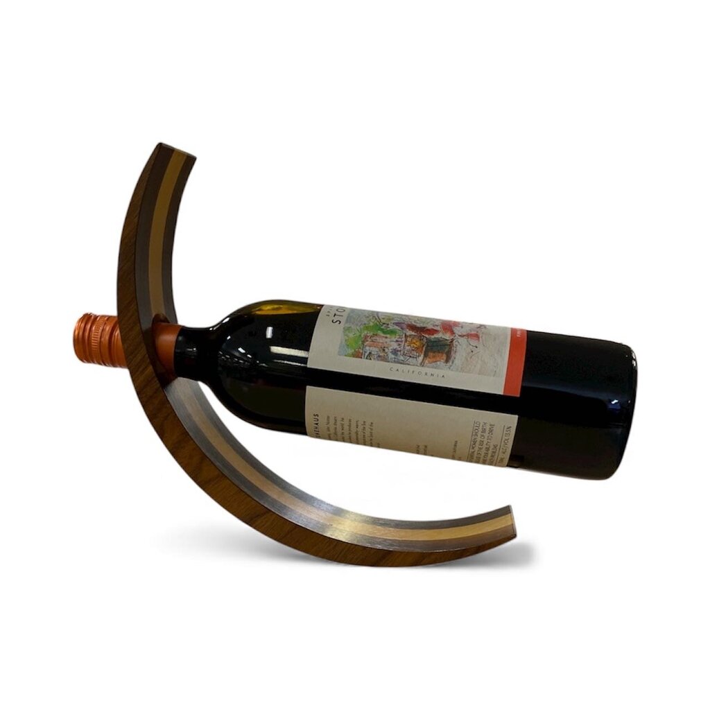 Handmade Balancing Wooden Wine Holder w/ Stripe