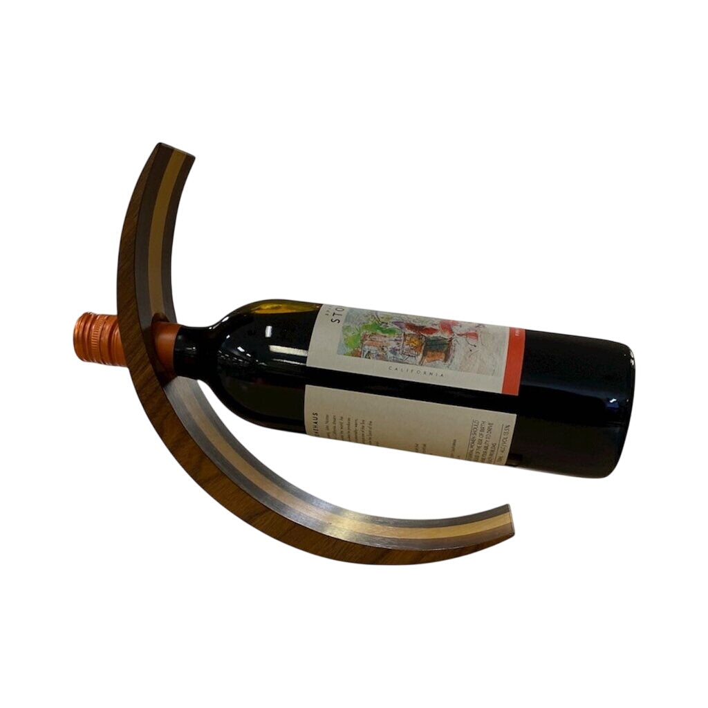 Handmade Balancing Wooden Wine Holder w/ Stripe
