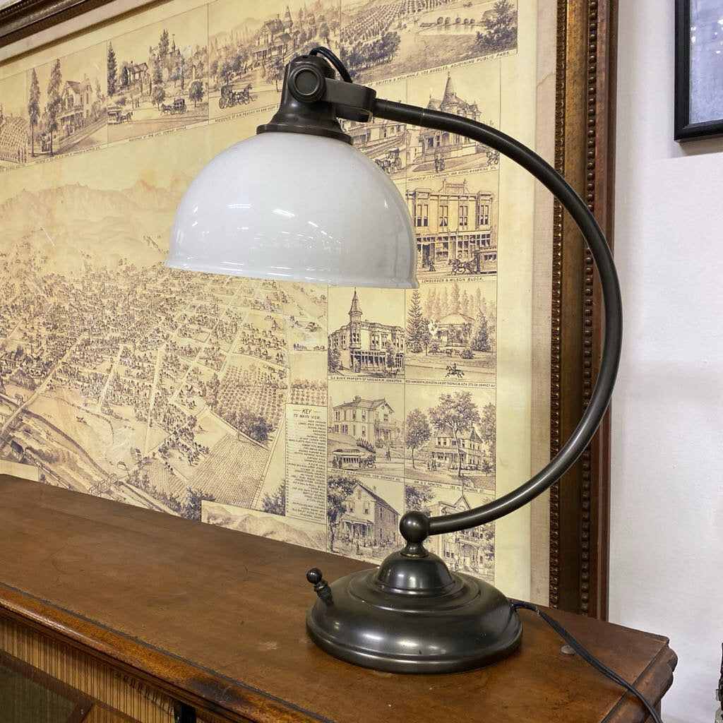 Pottery Barn Desk Lamp w/ Milk Glass Shade