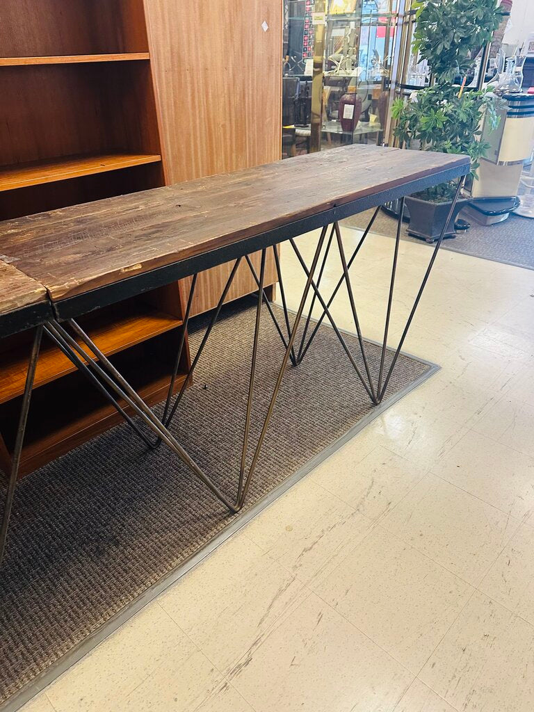 Wood Table w/ Iron Base 61x20x35