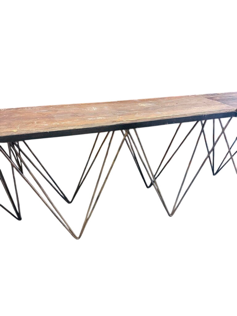Wood Table w/ Iron Base 61x20x35