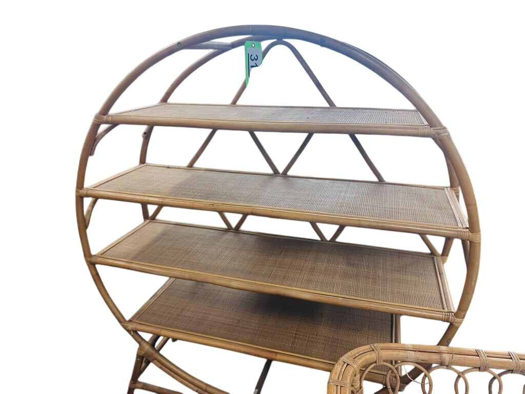 World Market Round Nylah Sienna Rattan Bookshelf 57x19x64