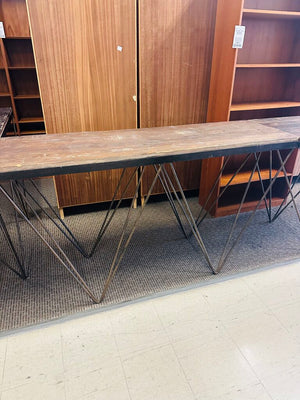 Iron Base W/ Wood Top Table " Scratches & Chips 61x20x35