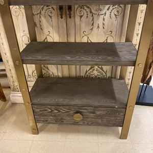 Coast2Coast Gold Metal & Gray Bookshelf w/ Drawer 36x16x79