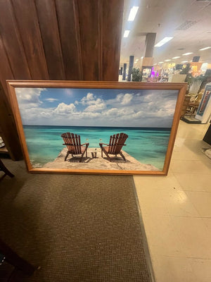 Adirondack Chairs Framed Beach Scene Artwork 77x46