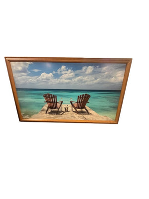 Adirondack Chairs Framed Beach Scene Artwork 77x46