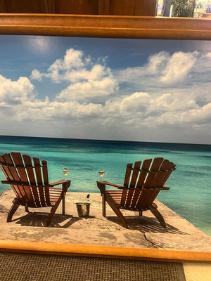 Adirondack Chairs Framed Beach Scene Artwork 77x46