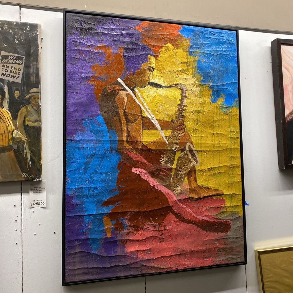 ArtDey Saxhophonist Framed Painting 40x55