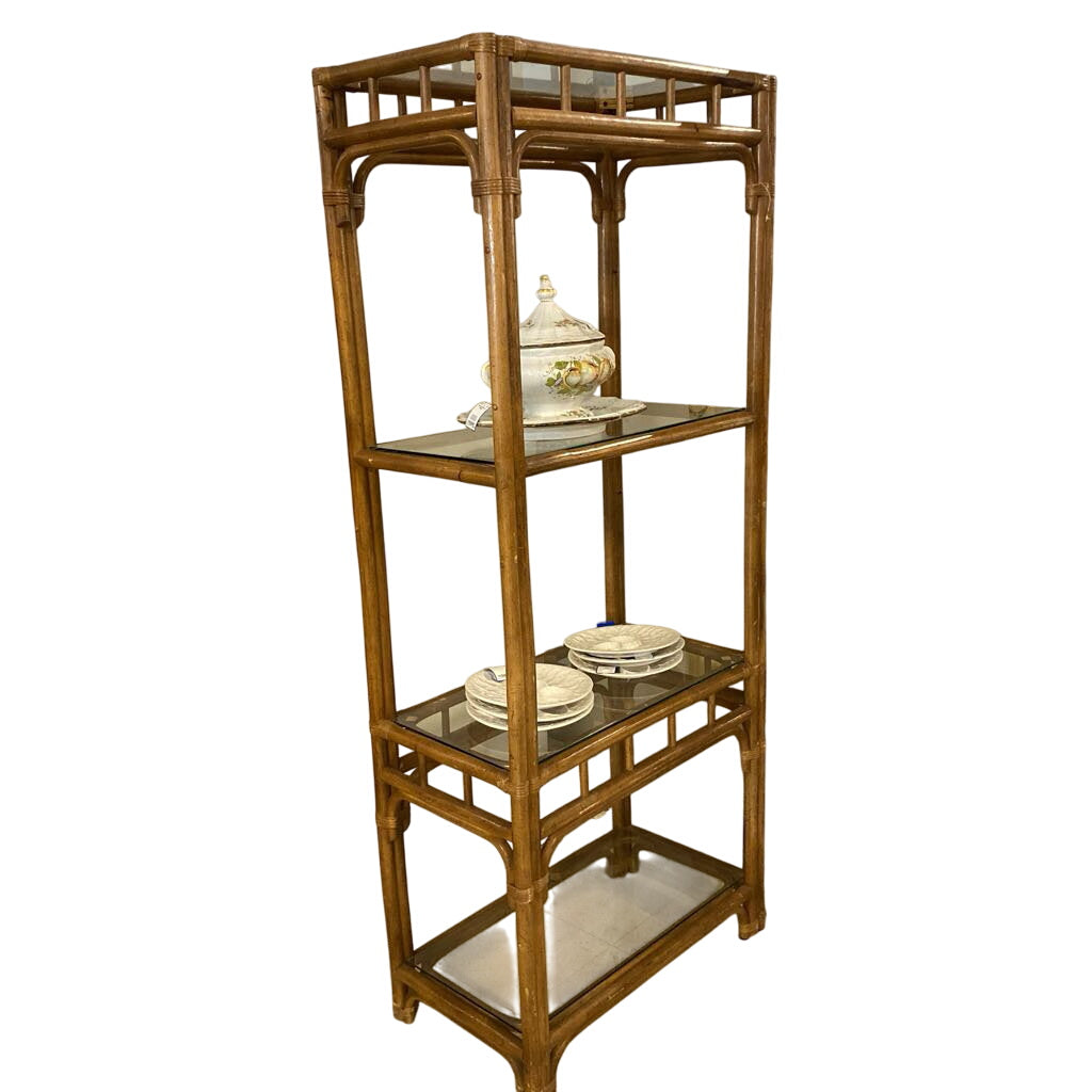 Cane & Glass Shelf Unit 30x16x72