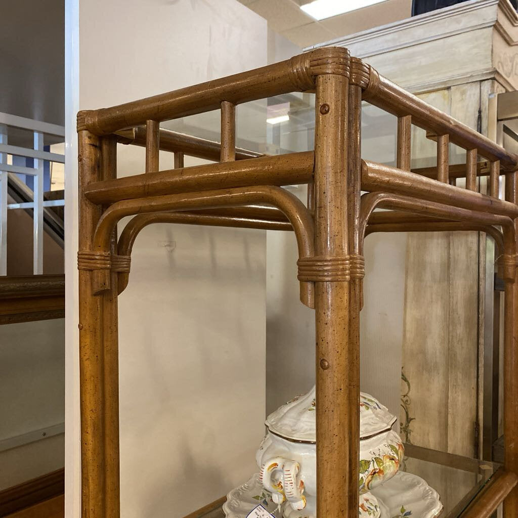 Cane & Glass Shelf Unit 30x16x72