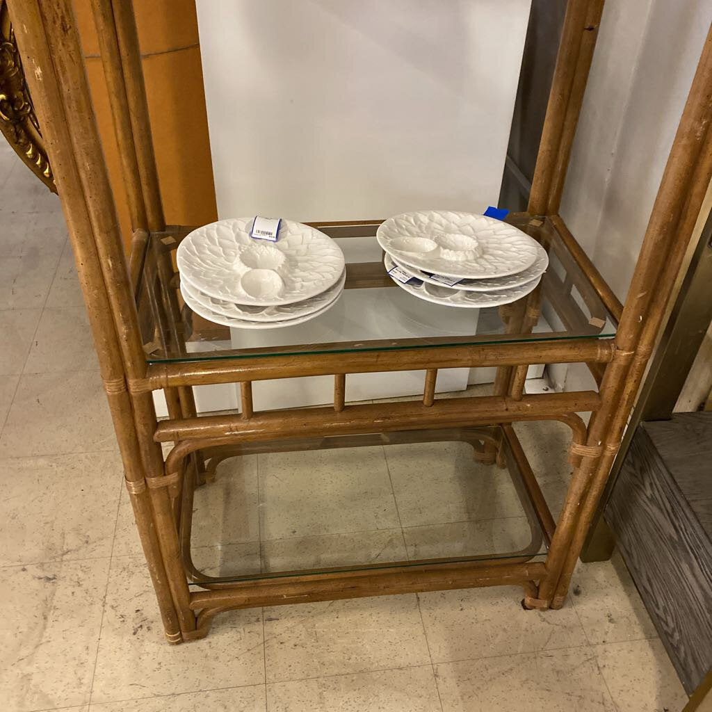 Cane & Glass Shelf Unit 30x16x72
