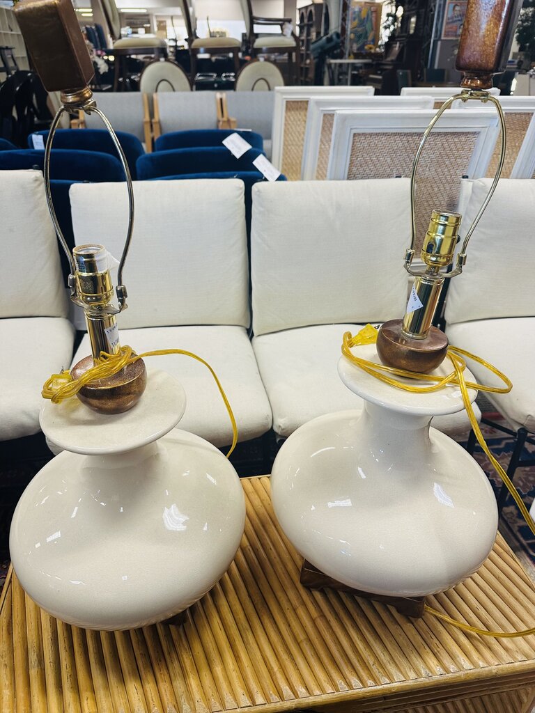 Mid Century Porcelain Table Lamps (pair)