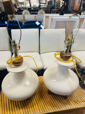 Mid Century Porcelain Table Lamps (pair)