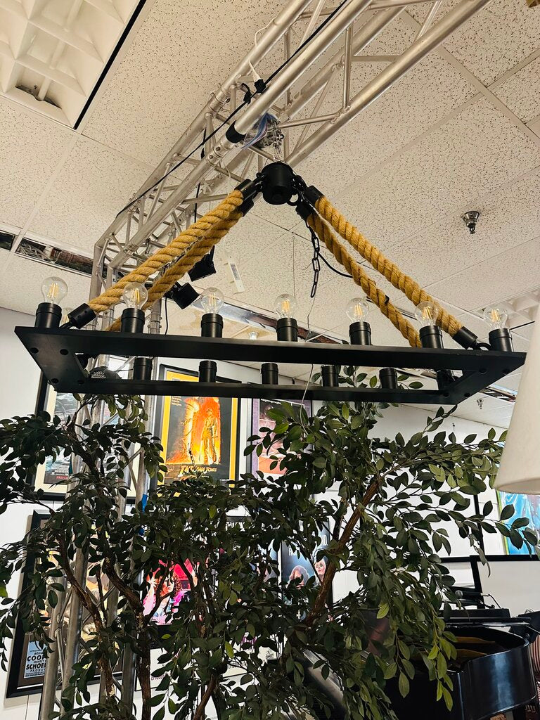 Rope Filament Rectangular Chandelier Light