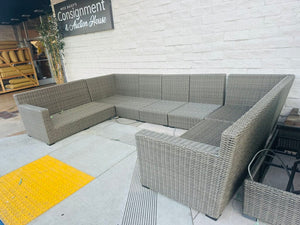 7 Piece Wicker Patio Sectional With Cushions