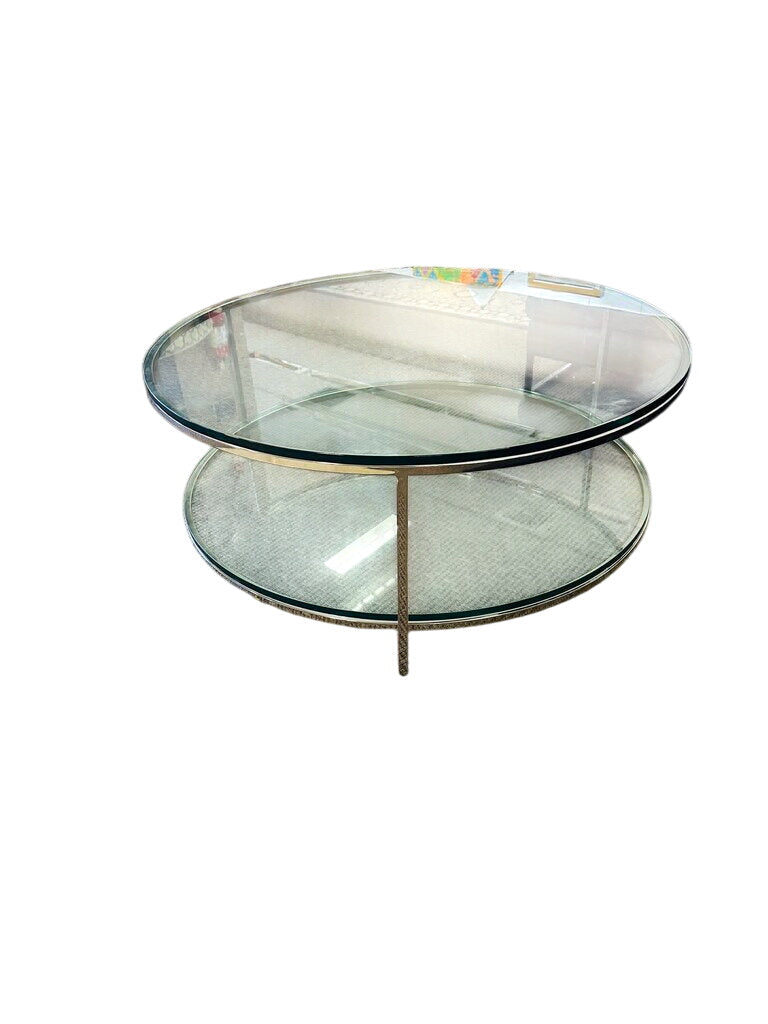 Round Glass & Chrome 2 Tier Coffee Table 48x20
