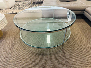 Round Glass & Chrome 2 Tier Coffee Table 48x20