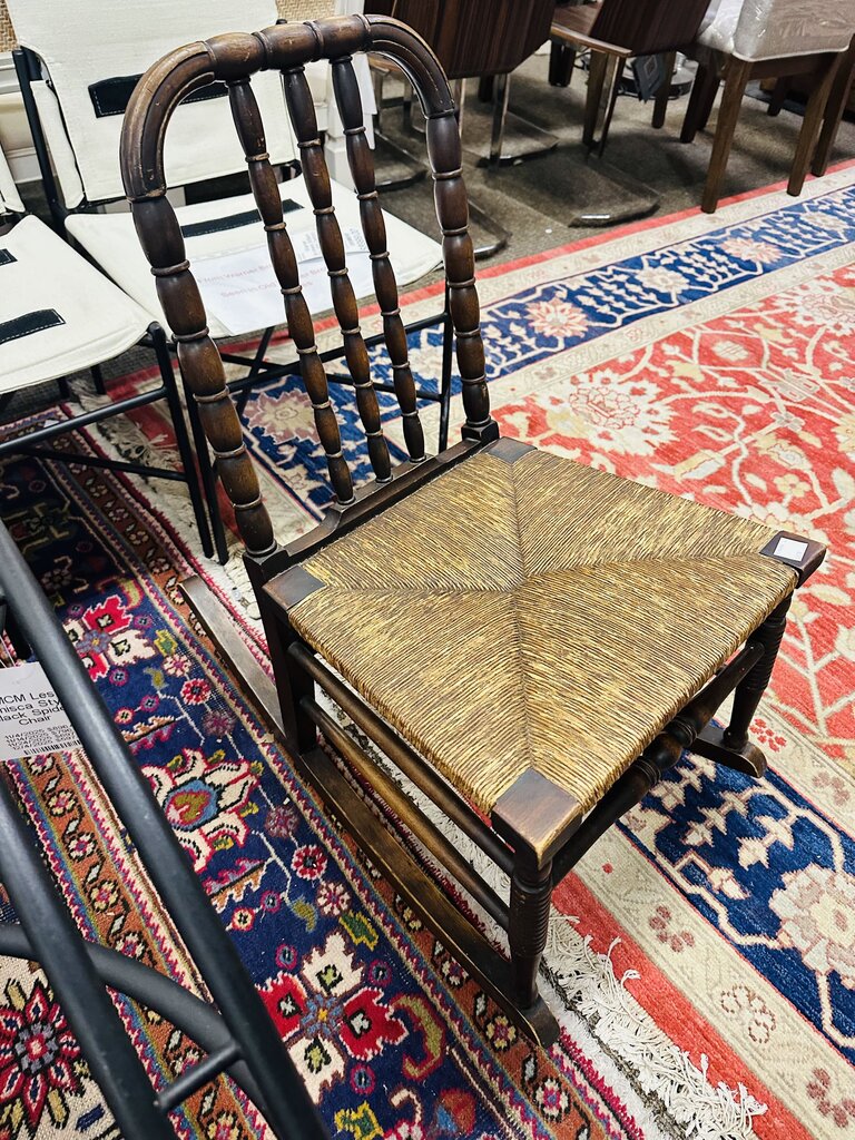 English Lancaster Spindle Back Rush Seat Rocker 18th C