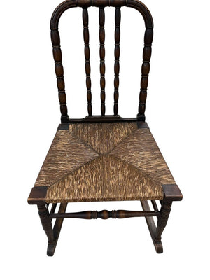 English Lancaster Spindle Back Rush Seat Rocker 18th C