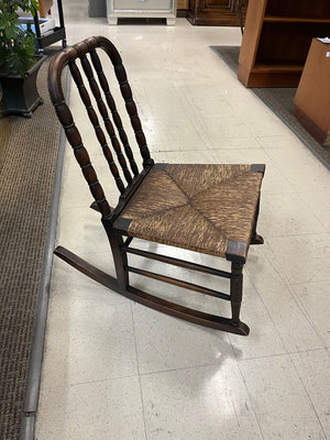 English Lancaster Spindle Back Rush Seat Rocker 18th C