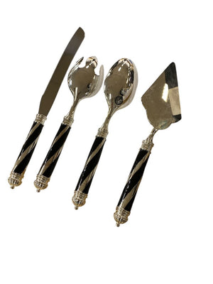 Godinger Black & Silver Swirl Serving Set (4 pcs)
