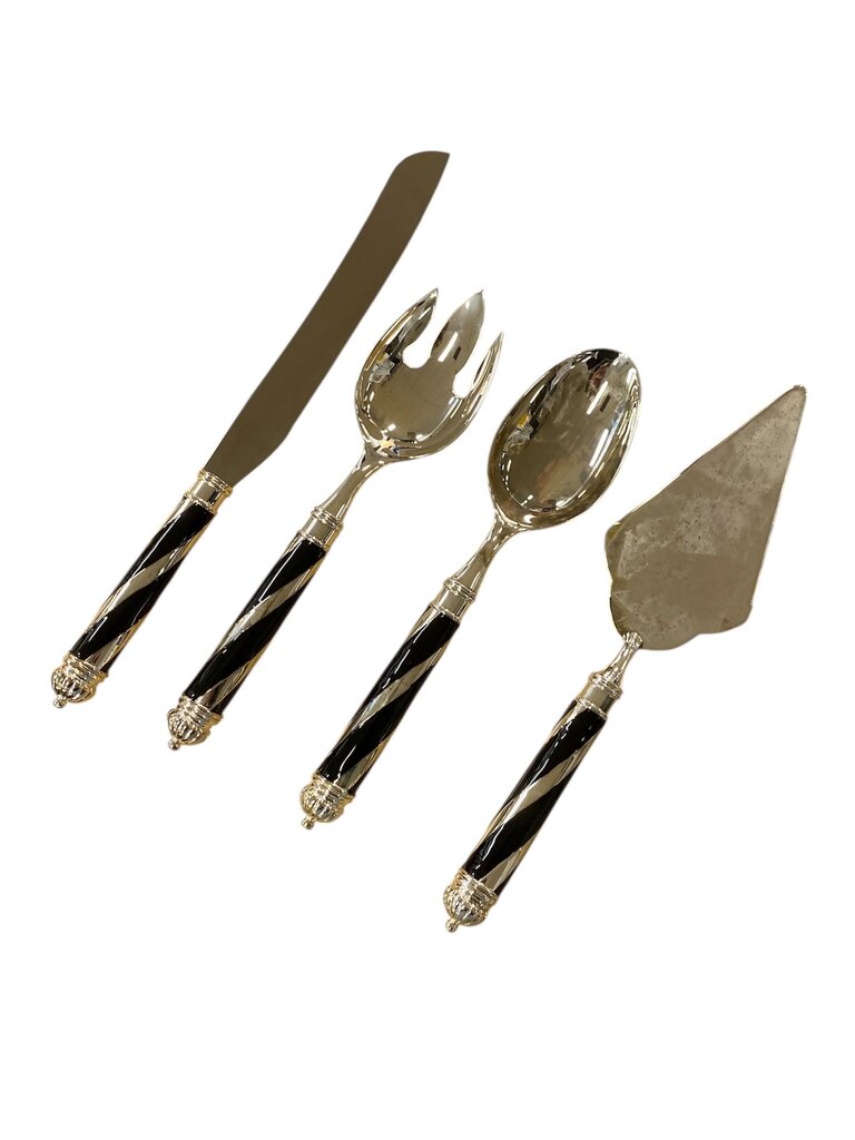 Godinger Black & Silver Swirl Serving Set (4 pcs)
