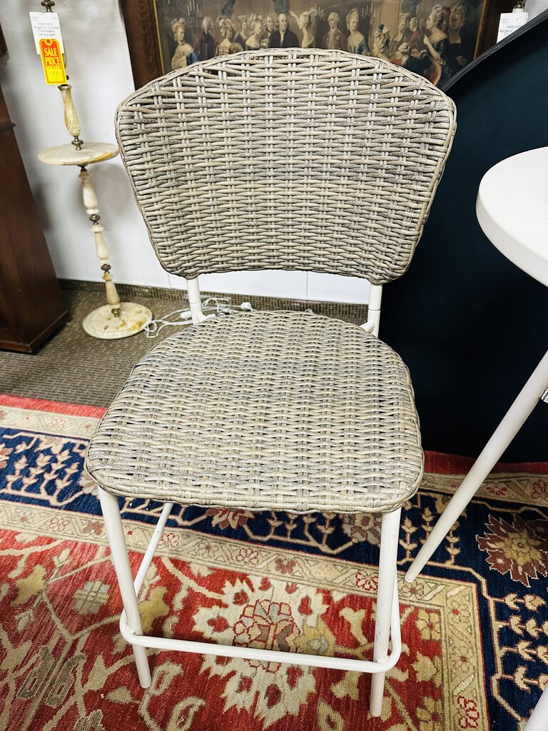 3-Piece Steel Wicker Patio Bar Set (table +2 stools) 24x36