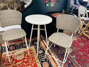 3-Piece Steel Wicker Patio Bar Set (table +2 stools) 24x36