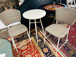 3-Piece Steel Wicker Patio Bar Set (table +2 stools) 24x36