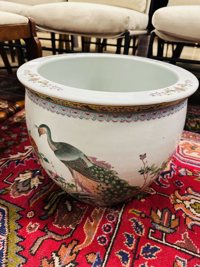 Chinese Porcelain Fish Bowl Planter 15.5x14