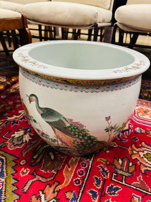 Chinese Porcelain Fish Bowl Planter 15.5x14