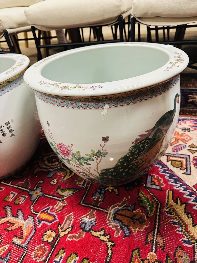 Chinese Porcelain Fish Bowl Planter 15.5x14