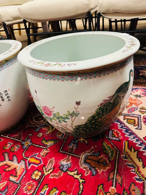 Chinese Porcelain Fish Bowl Planter 15.5x14