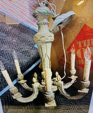 French Rustic 6 Candle Hanging Pendant Chandelier