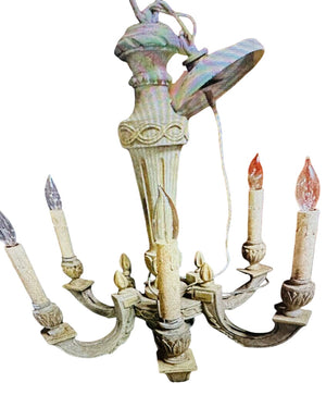 French Rustic 6 Candle Hanging Pendant Chandelier